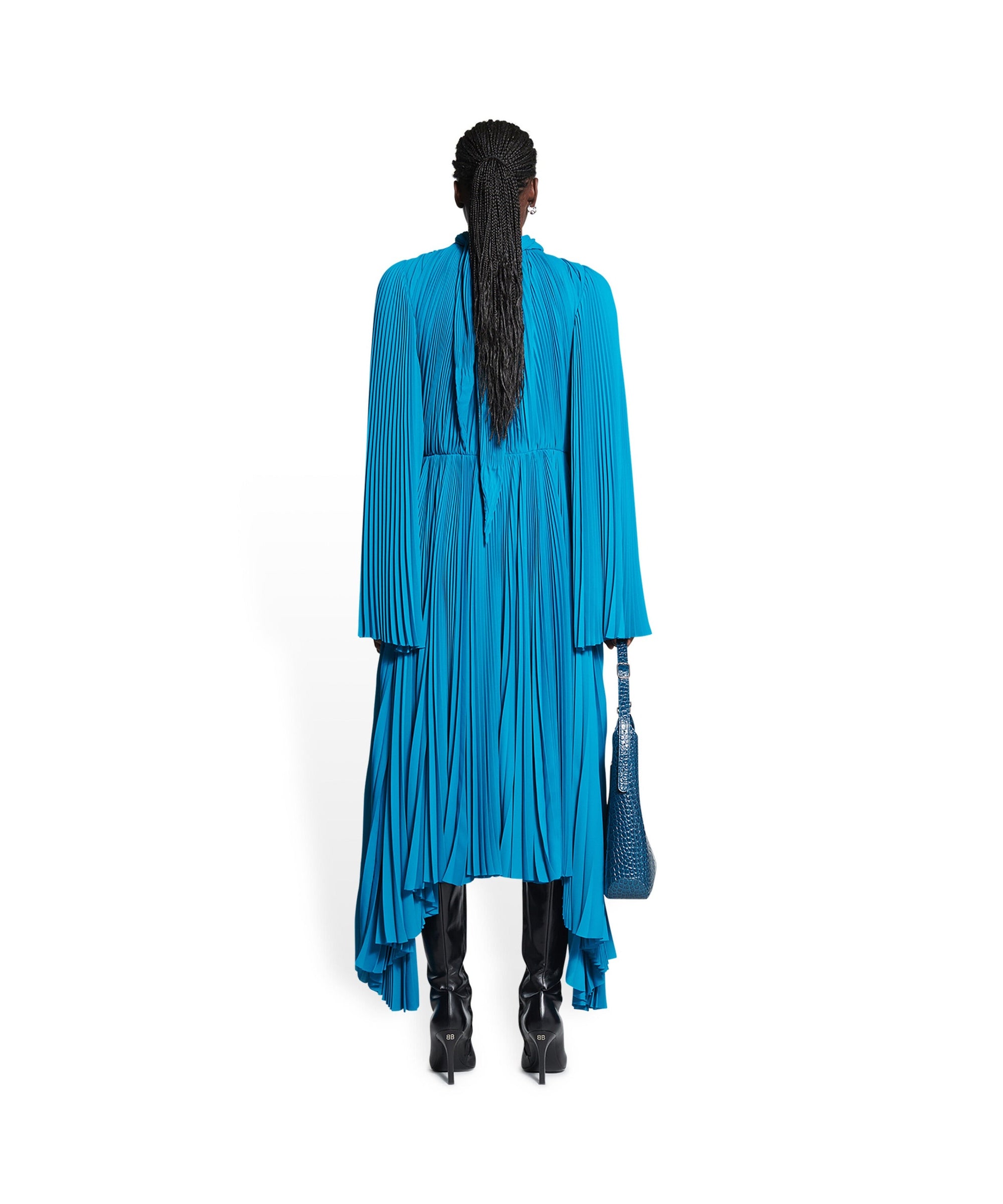 Knotted Drape Dress - Petrol Blue