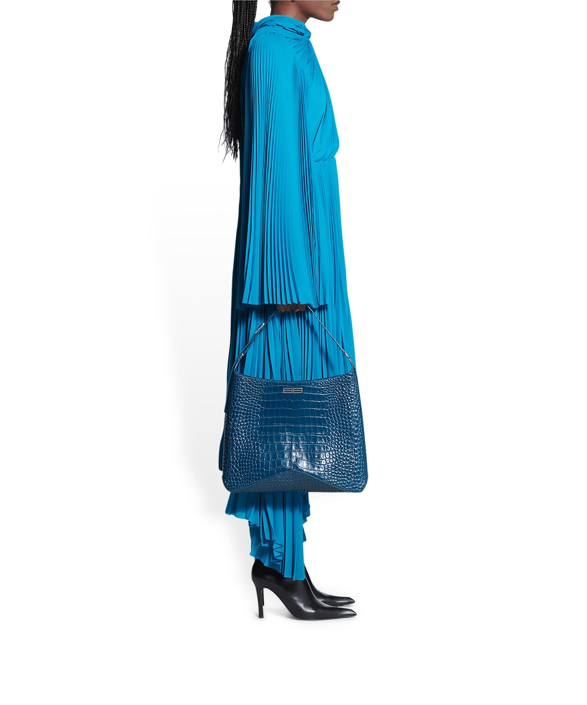 Knotted Drape Dress - Petrol Blue