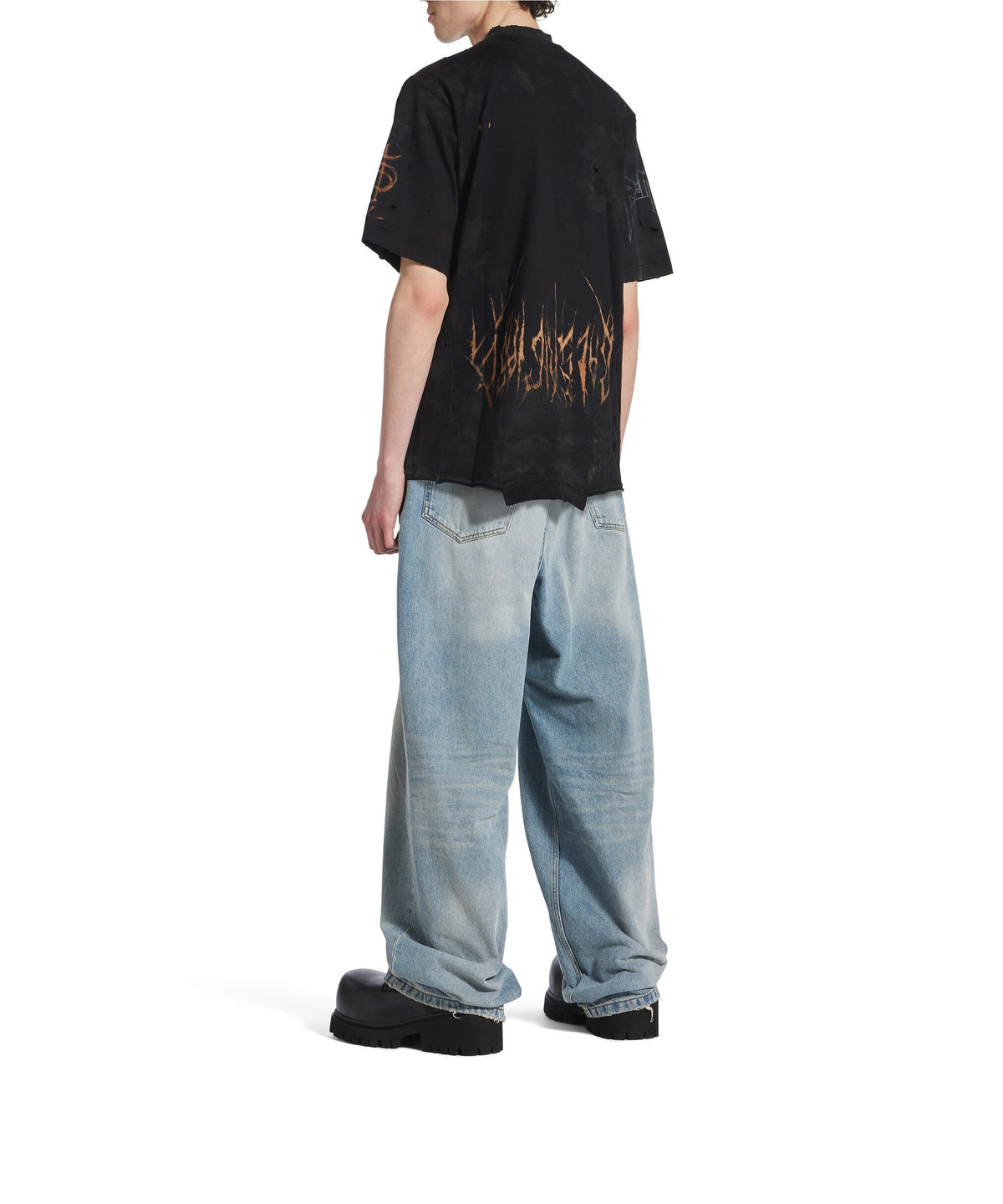 Paris Moon Upside Down T-Shirt Oversized - Washed Black
