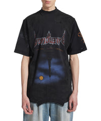 Paris Moon Upside Down T-Shirt Oversized - Washed Black