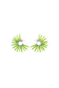 Cone white & acid kiwi Earrings - White & Acid Kiwi