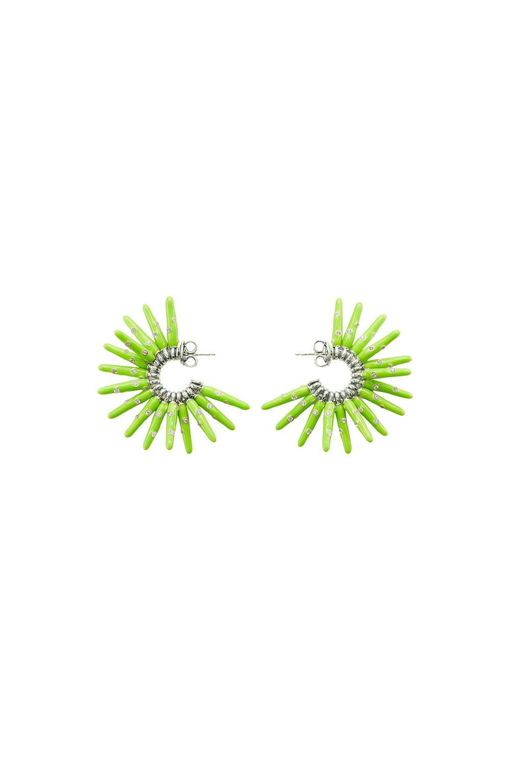 Cone white & acid kiwi Earrings - White & Acid Kiwi