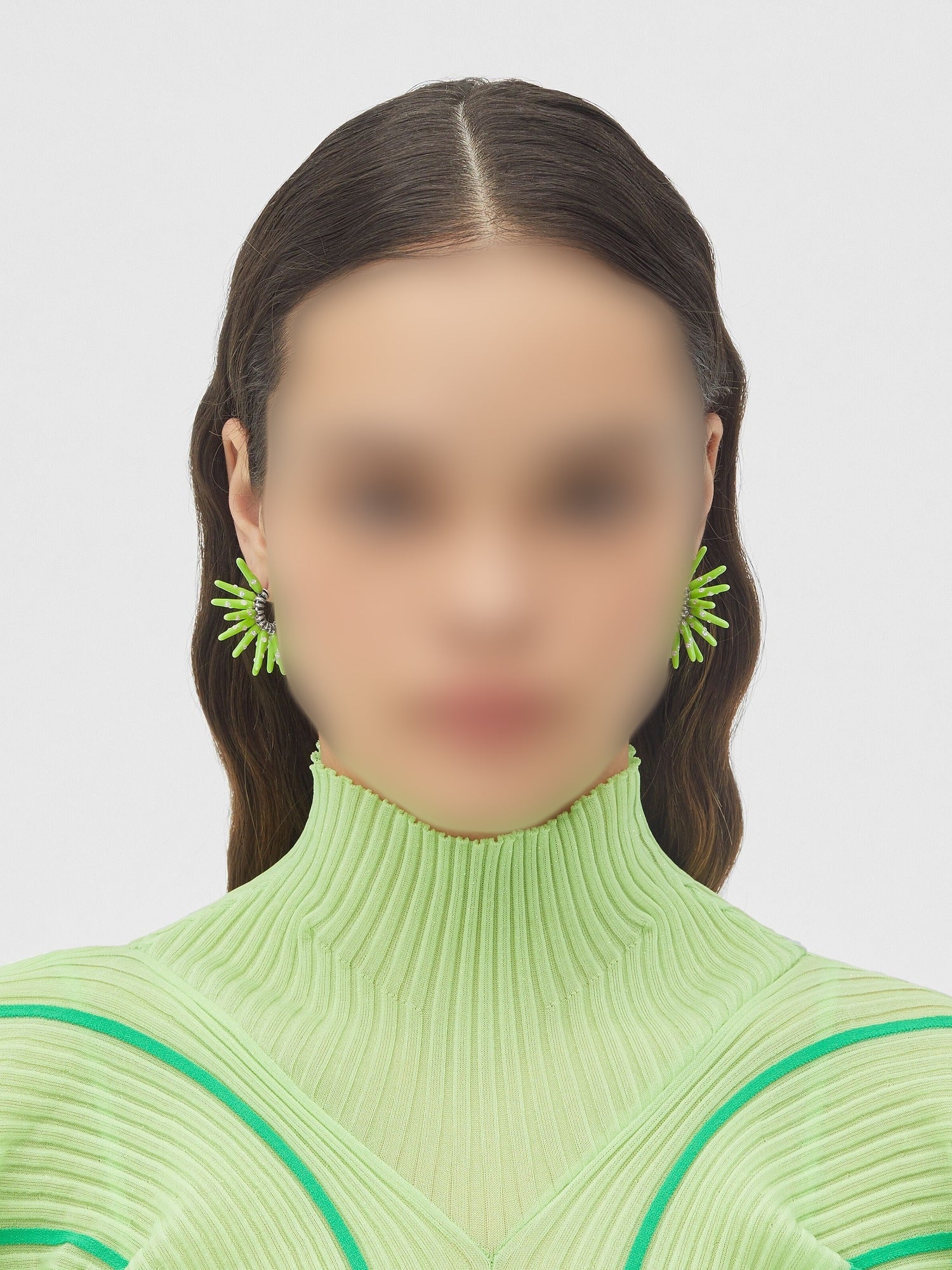 Cone white & acid kiwi Earrings - White & Acid Kiwi