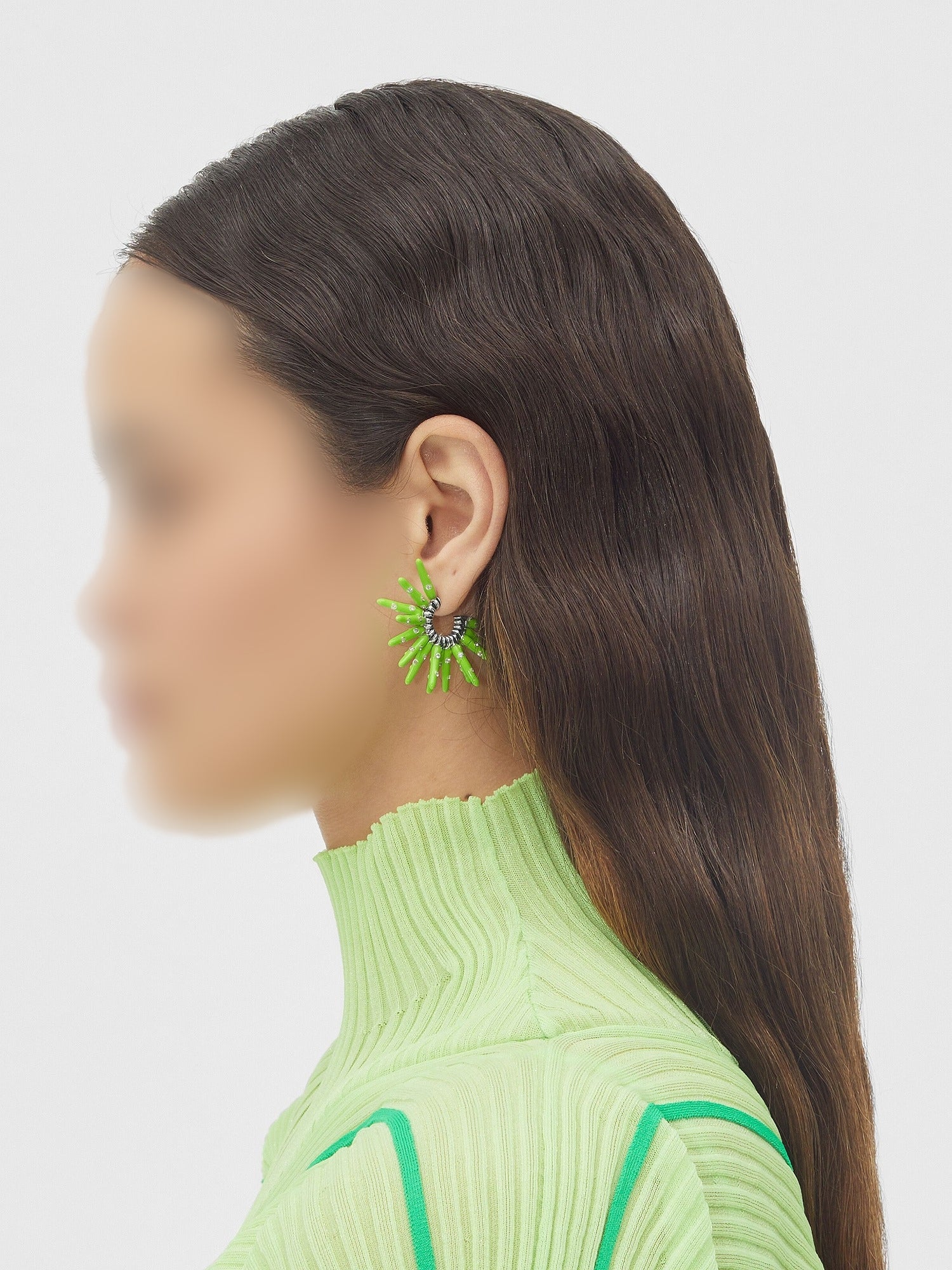 Cone white & acid kiwi Earrings - White & Acid Kiwi