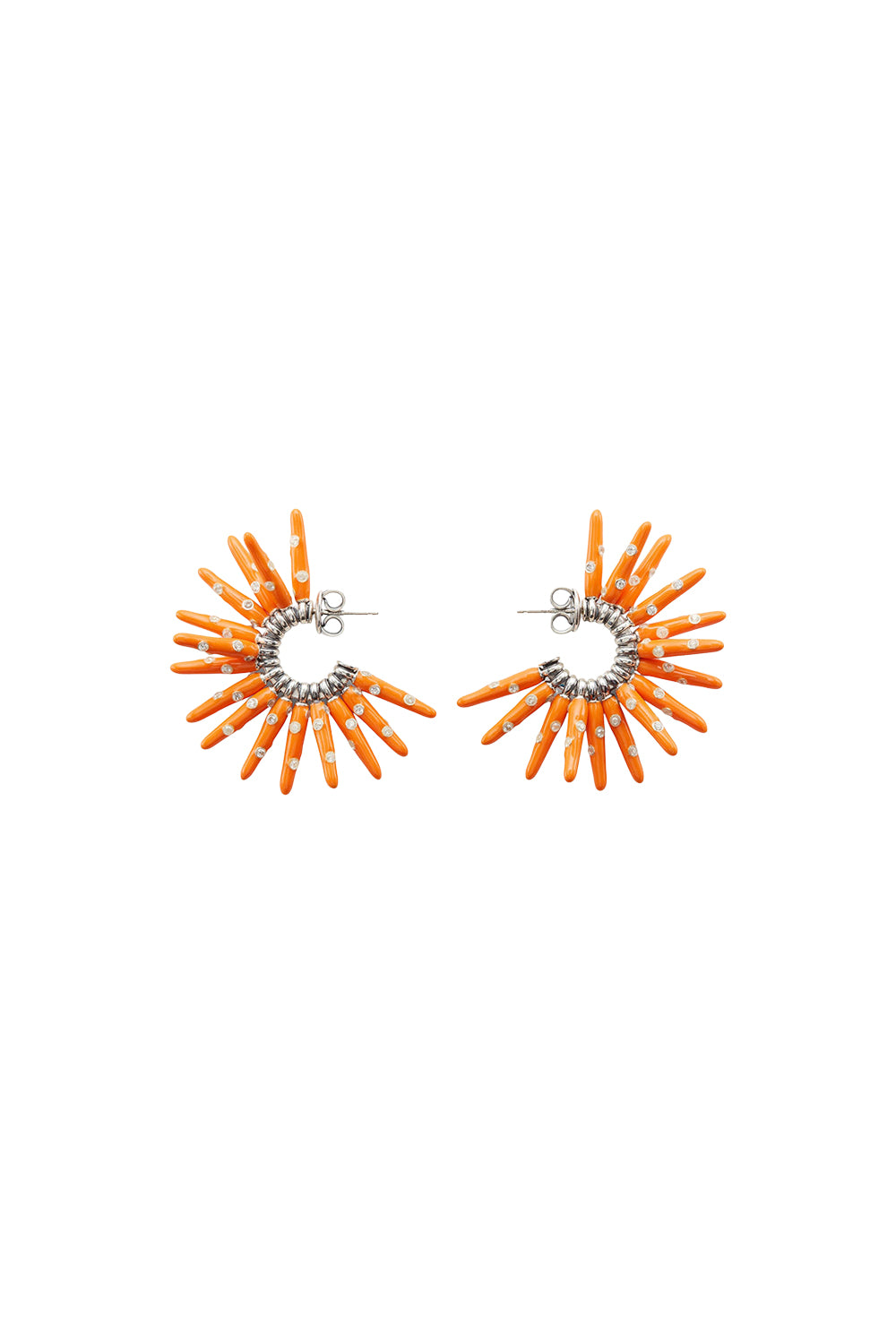 Cone white & tangerine Earrings - White & Tangerine