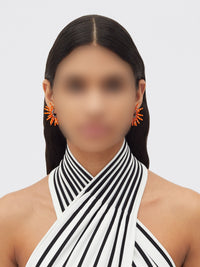 Cone white & tangerine Earrings - White & Tangerine