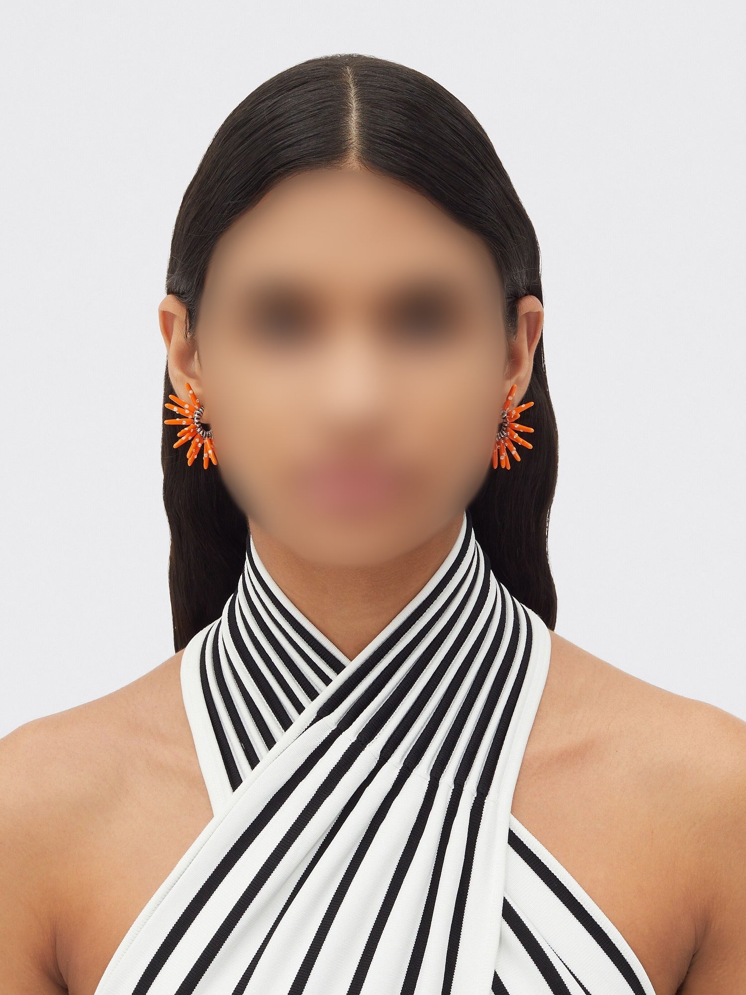 Cone white & tangerine Earrings - White & Tangerine