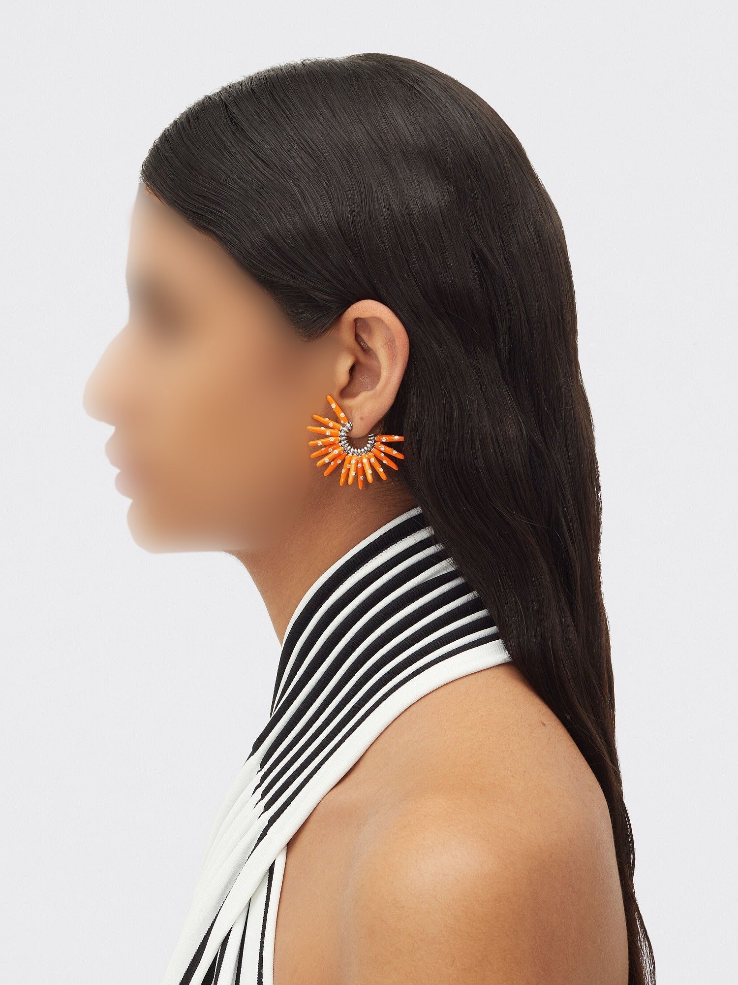 Cone white & tangerine Earrings - White & Tangerine