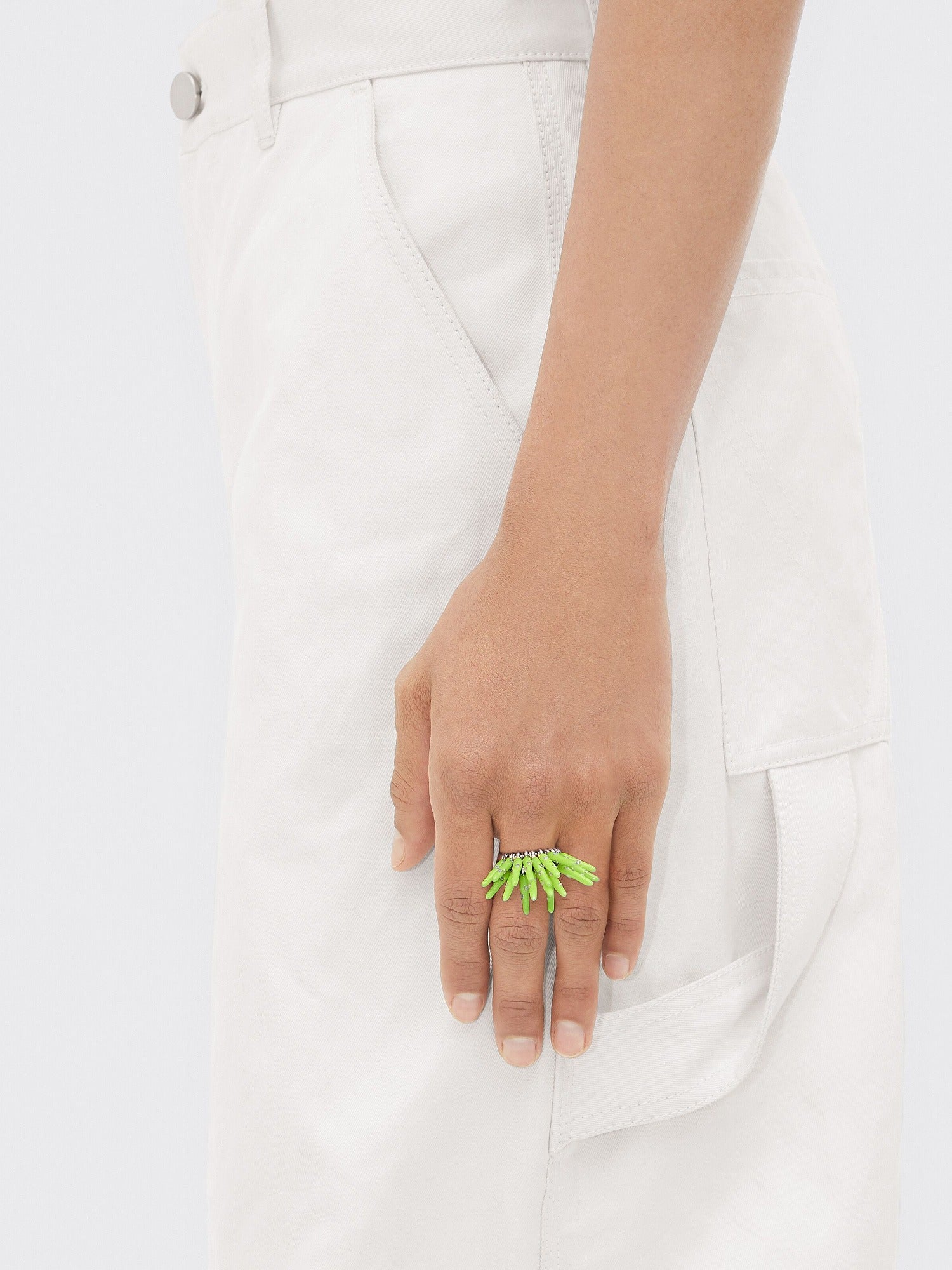 Cone white & acid kiwi Ring - White & Acid Kiwi
