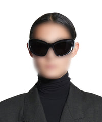 Wrap D-Frame Sunglasses - Black