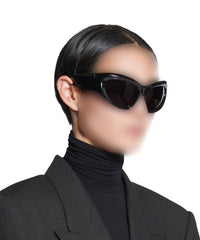 Wrap D-Frame Sunglasses - Black
