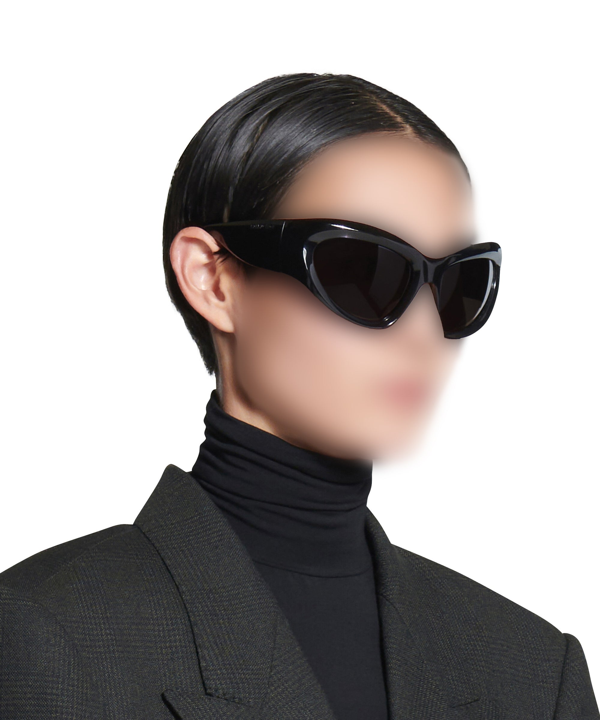 Wrap D-Frame Sunglasses - Black