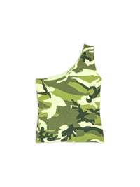 Allover Camo Asymetric lemon Tank top - Lemon