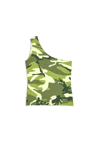 Allover Camo Asymetric lemon Tank top - Lemon