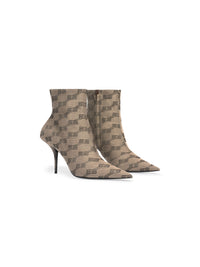 Square Knife BB Monogram dark beige 80mm Boots - Dark Beige