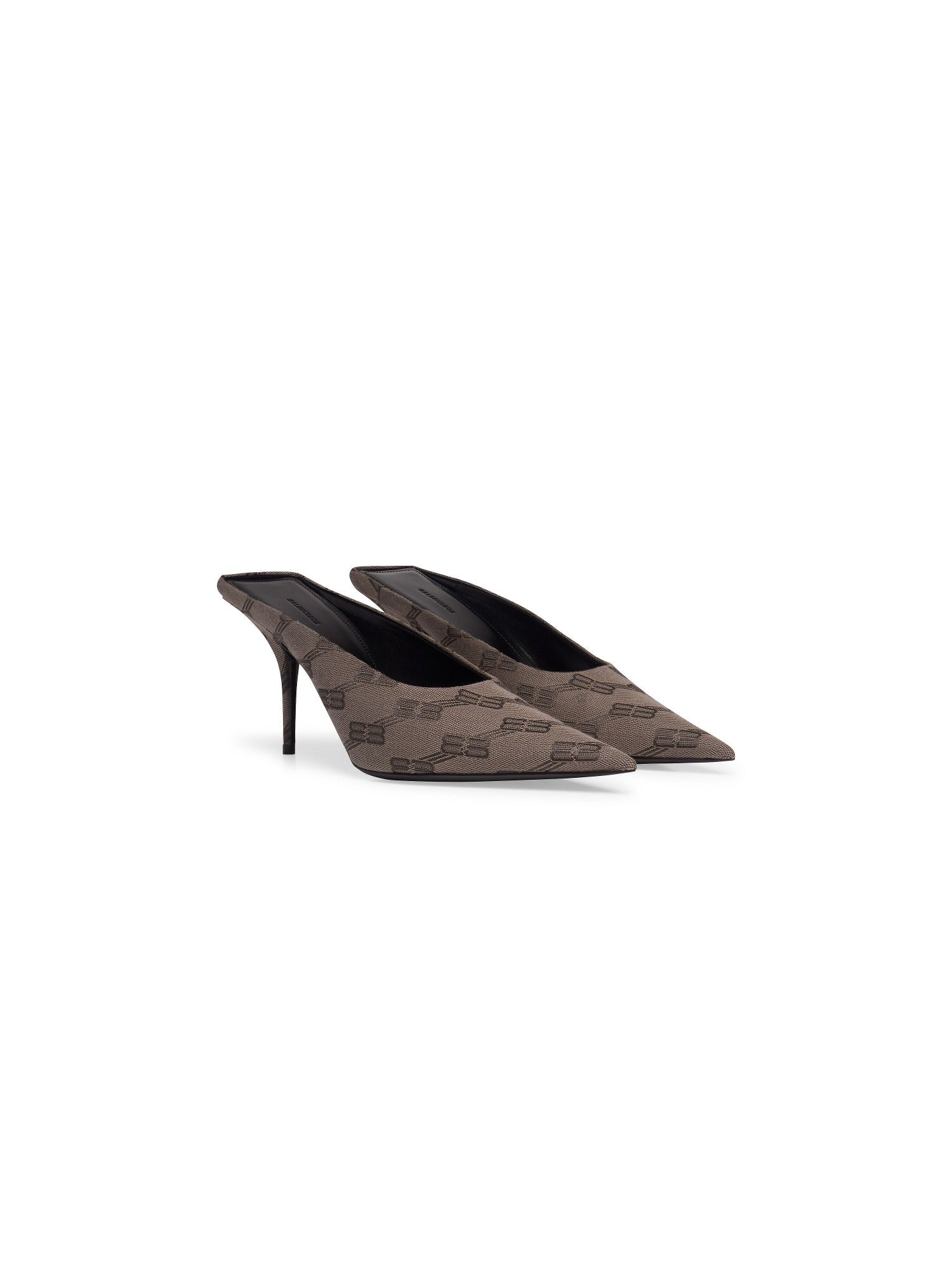 Square Knife BB Monogram dark beige 80mm Mules - Dark Beige