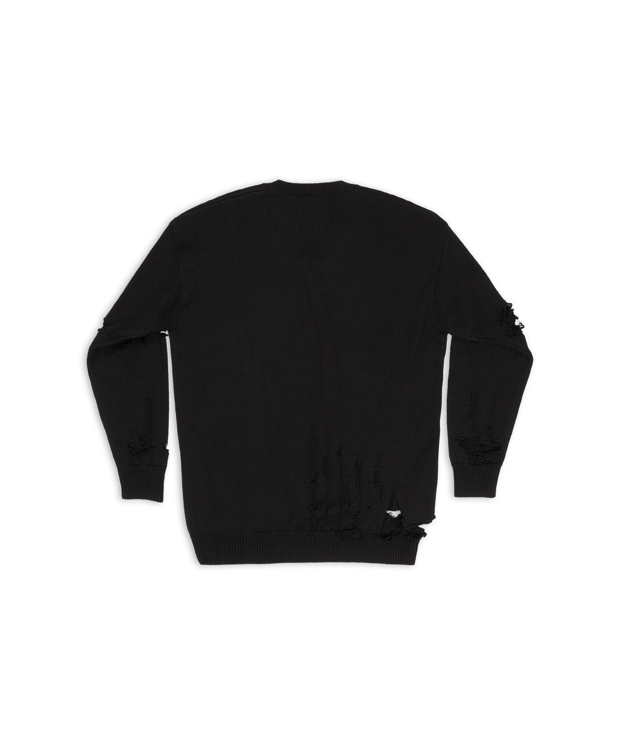Destroyed Oversized V-Neck - Black