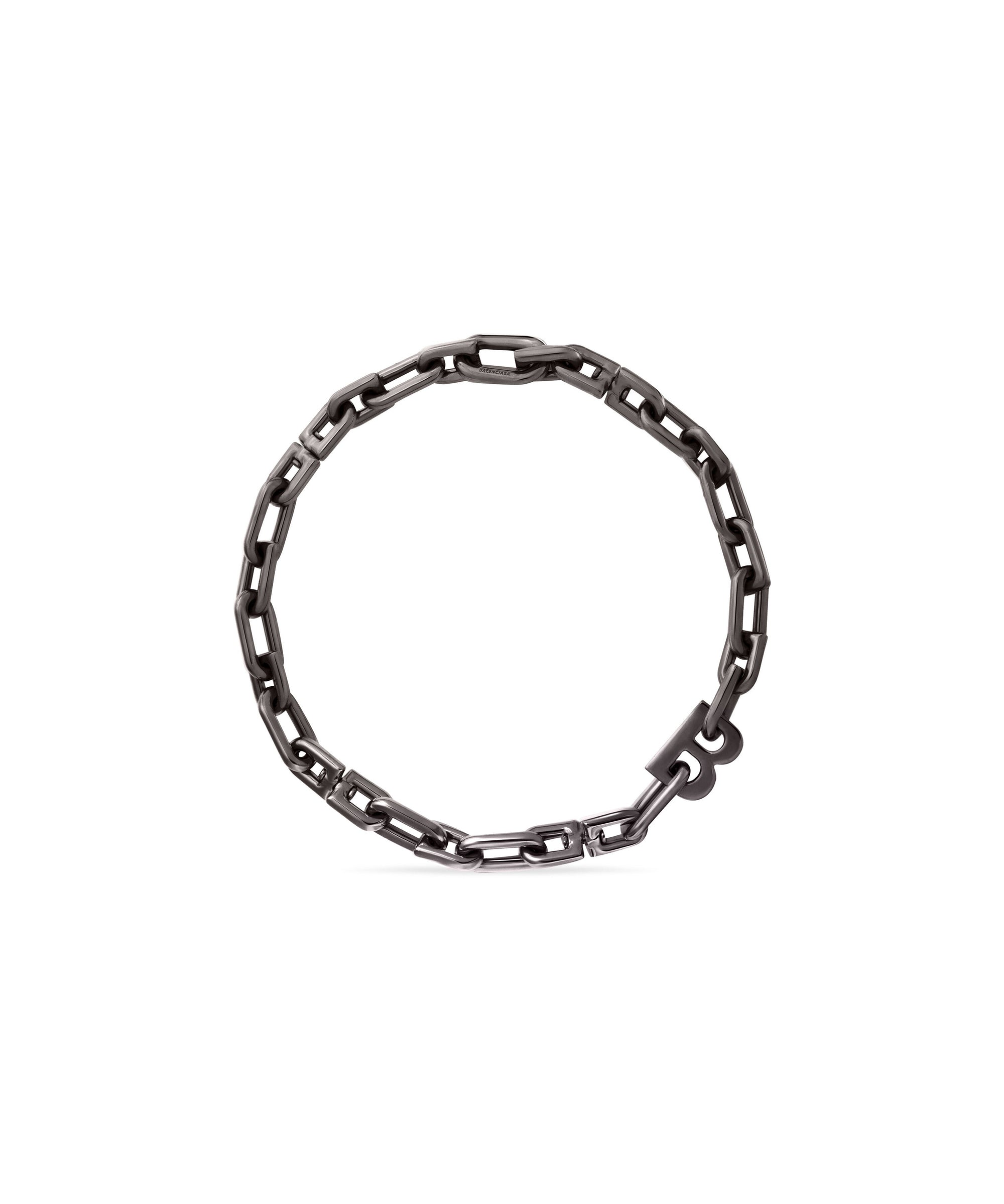 B Chain Thin Necklace - Dark Ruthenium Waxed