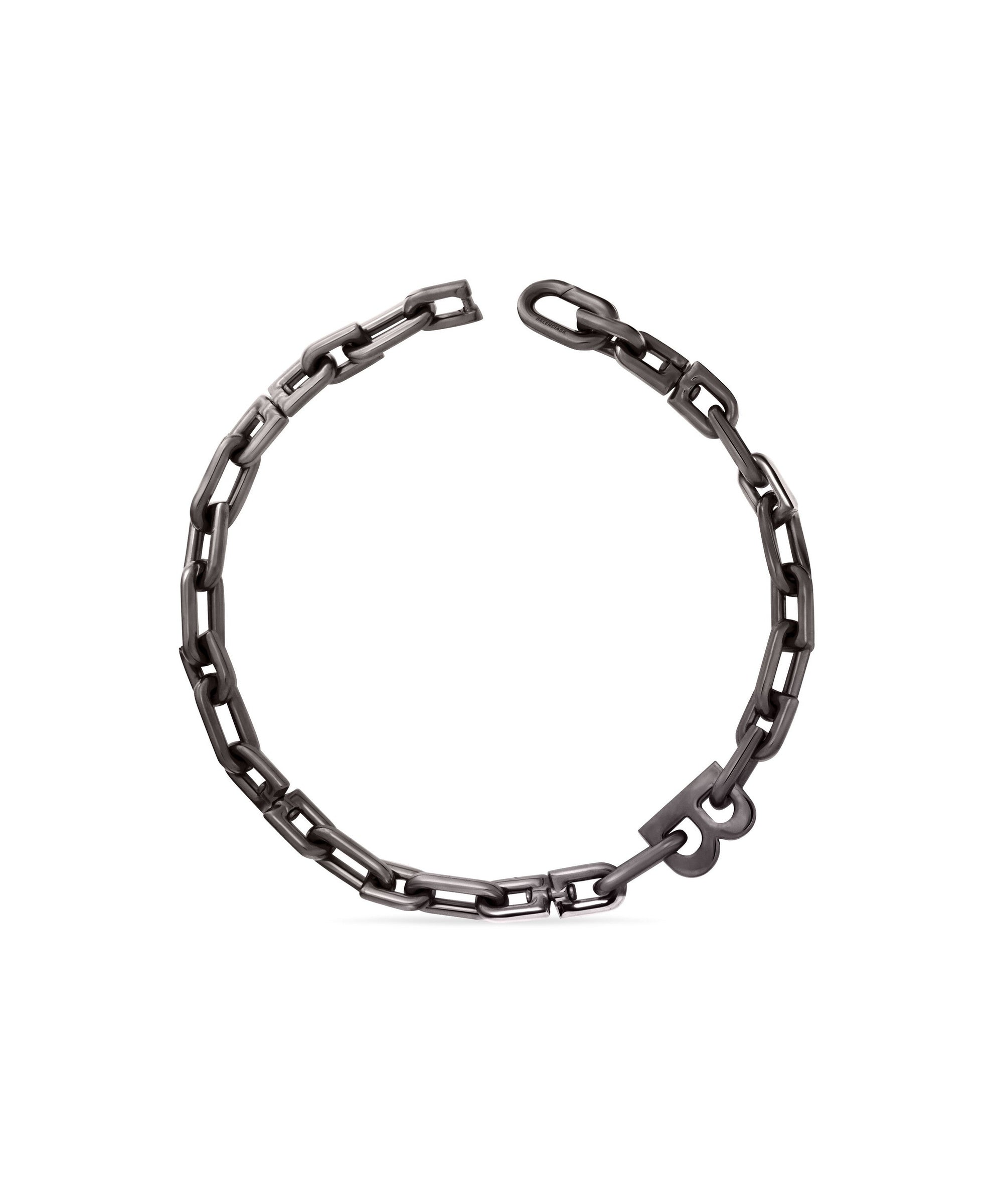 B Chain Thin Necklace - Dark Ruthenium Waxed