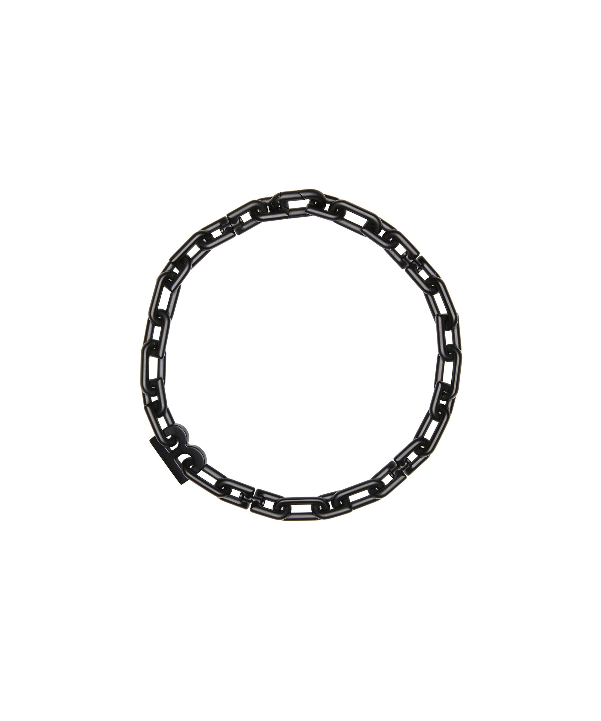 B Chain Thin Necklace - Black