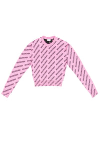 Mini Allover Logo Cropped pink & black Sweater - Pink & Black
