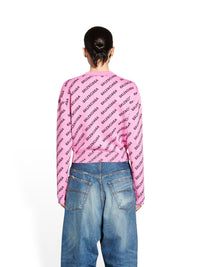 Mini Allover Logo Cropped pink & black Sweater - Pink & Black