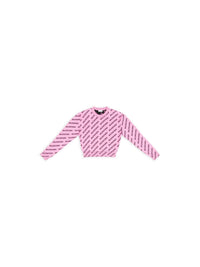 Mini Allover Logo Cropped pink & black Sweater - Pink & Black