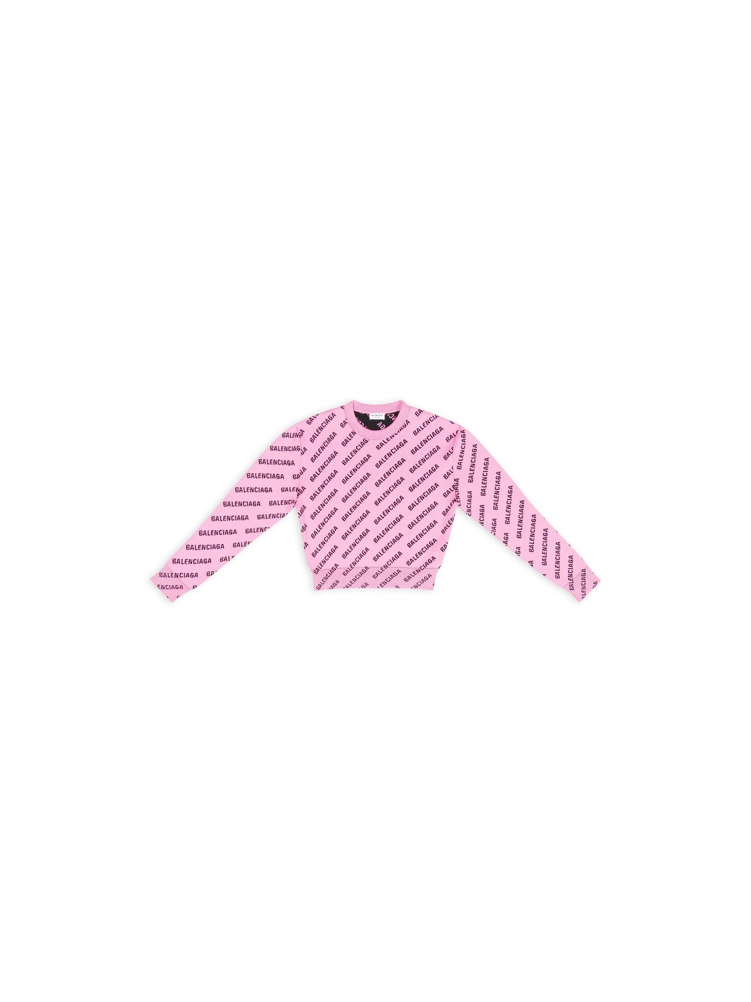 Mini Allover Logo Cropped pink & black Sweater - Pink & Black