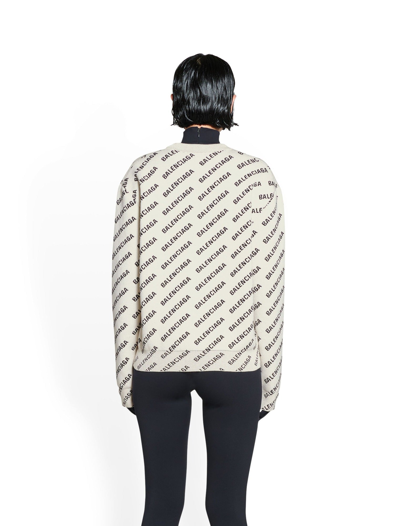 Mini Allover Logo chalky white & black Sweater - Chalky White & Black