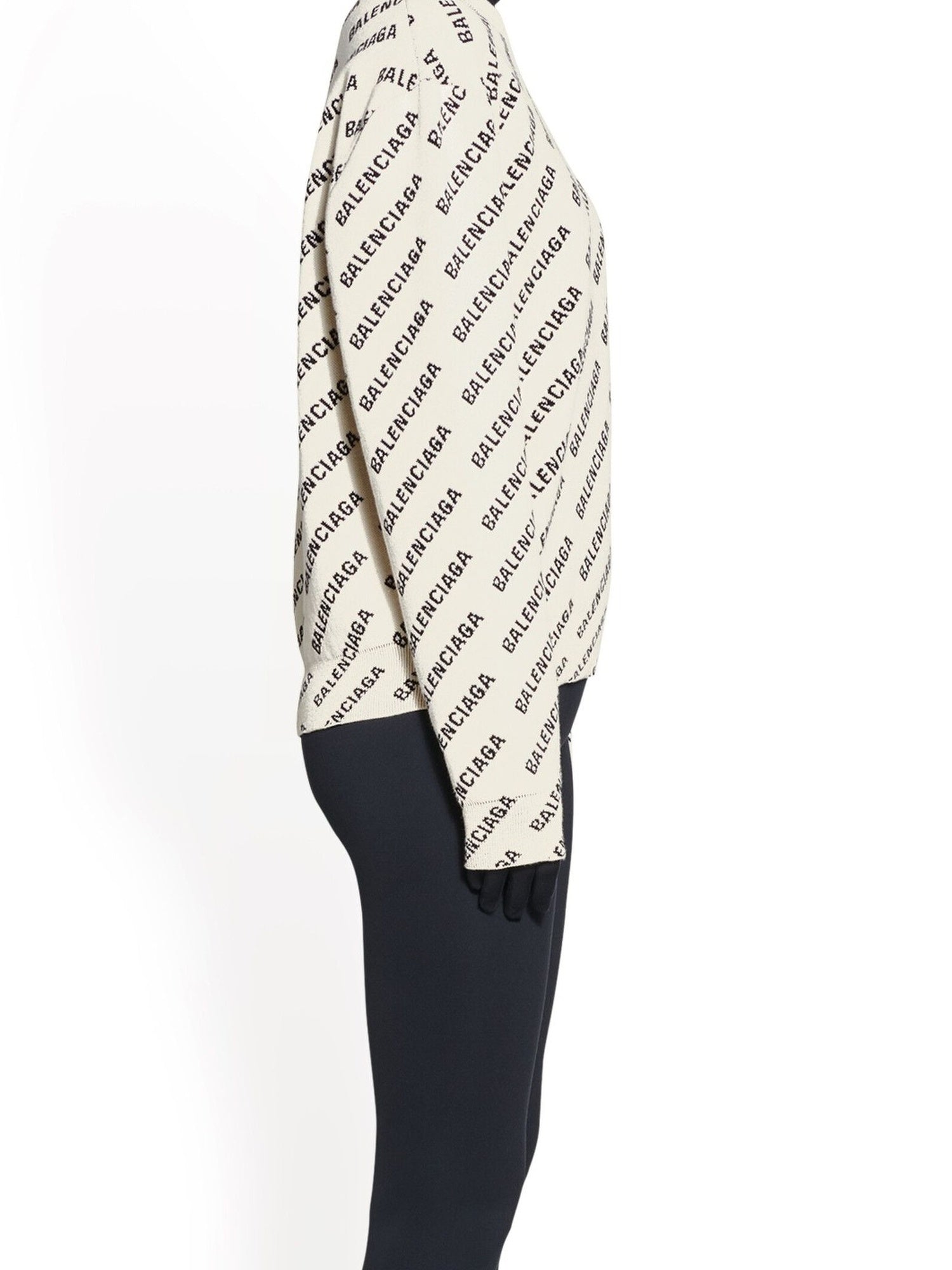 Mini Allover Logo chalky white & black Sweater - Chalky White & Black