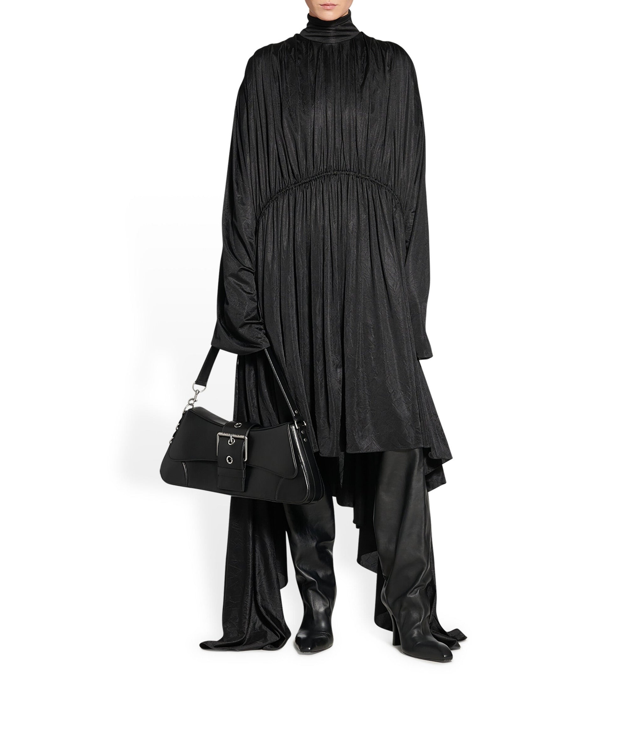 Pleated Stretch Dress - Black