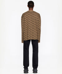 BB Monogram Cardigan - Beige & Brown