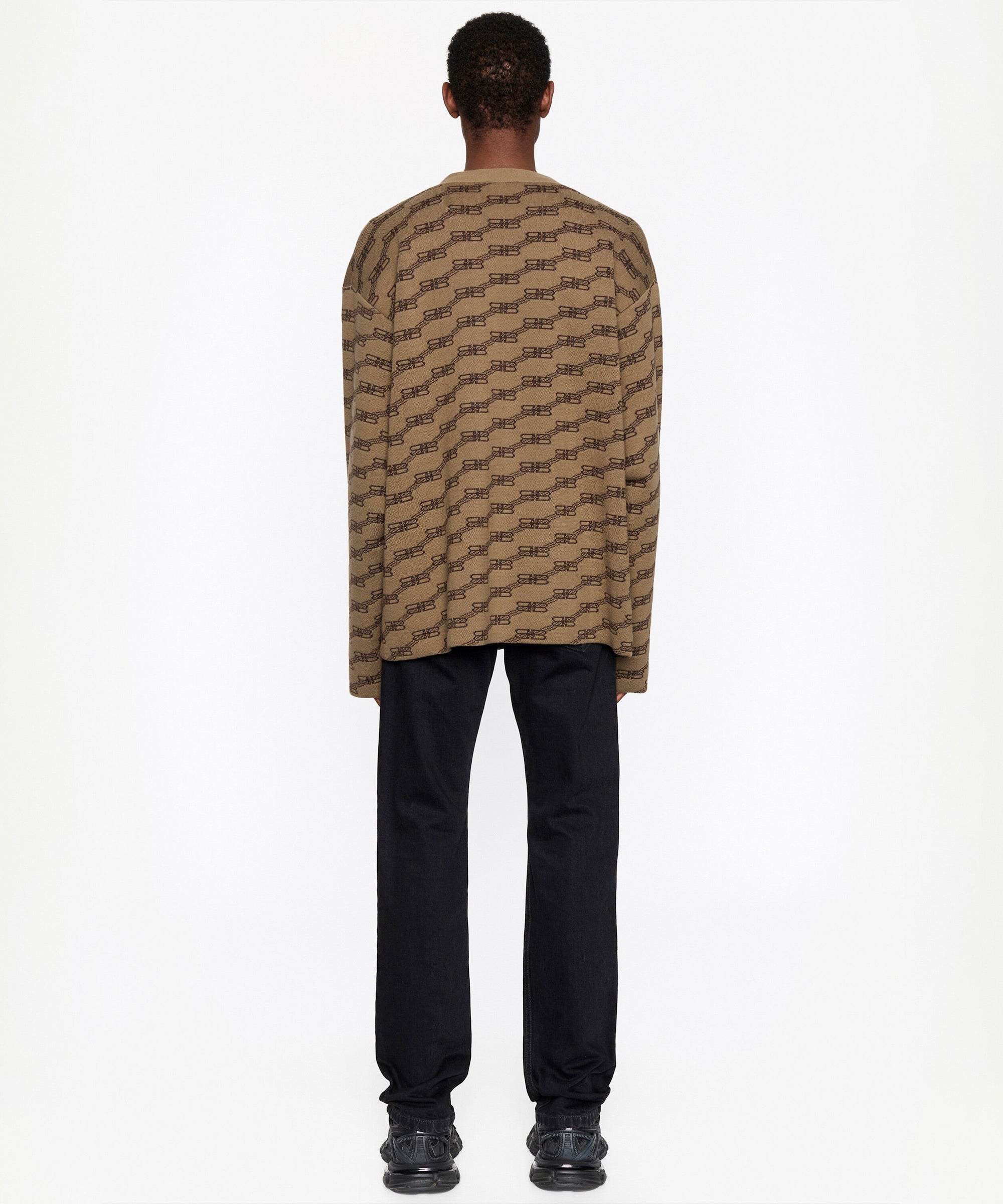 BB Monogram Cardigan - Beige & Brown