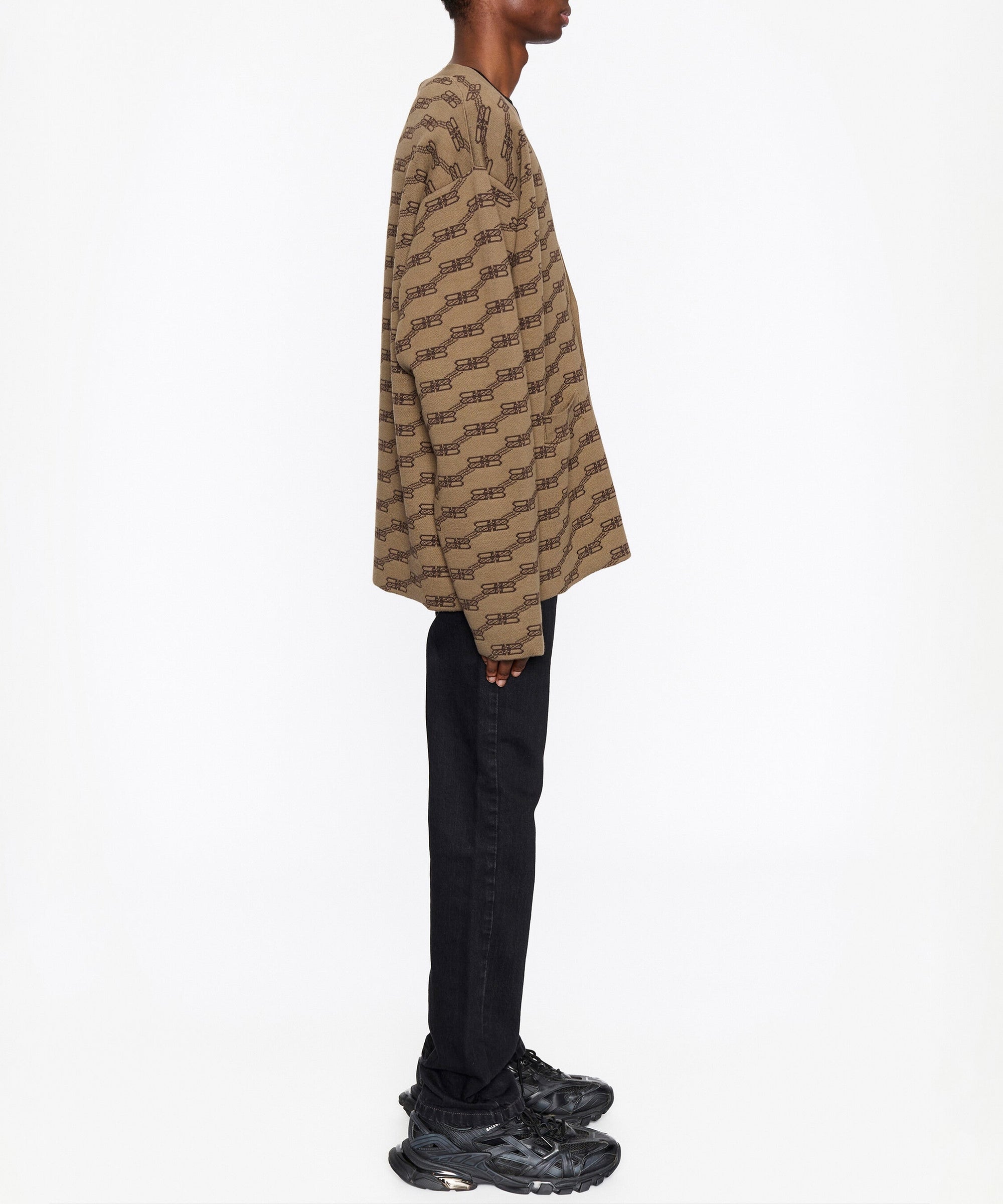 BB Monogram Cardigan - Beige & Brown