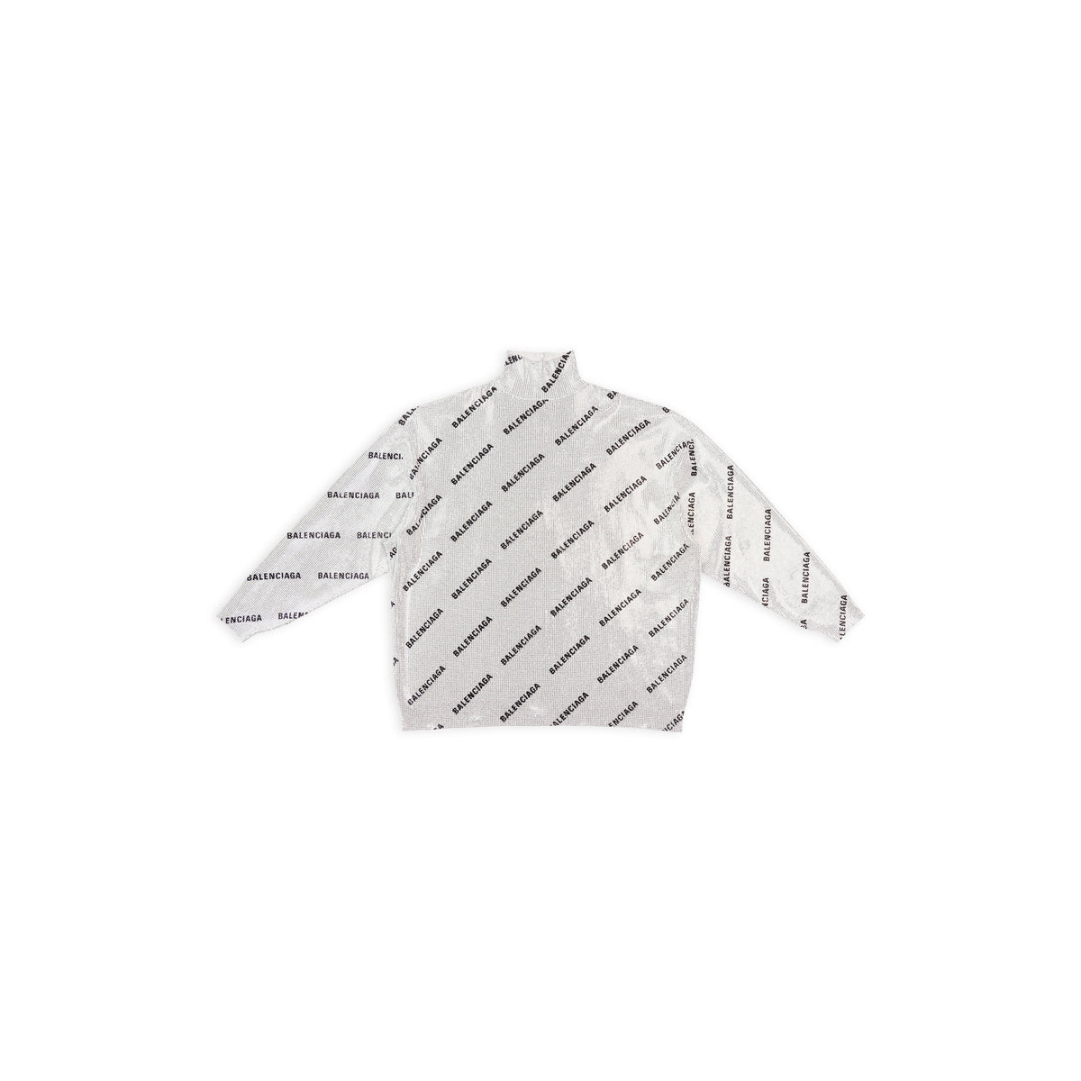 Allover Logo Strass Oversized Turtleneck - Silver
