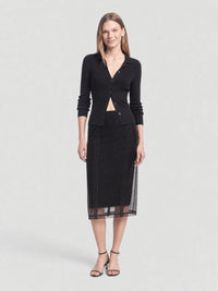 Light organza with Lace black Skirt - Black