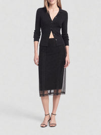 Light organza with Lace black Skirt - Black