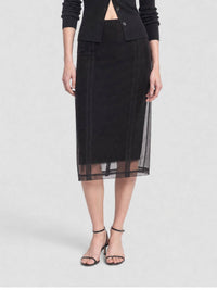 Light organza with Lace black Skirt - Black