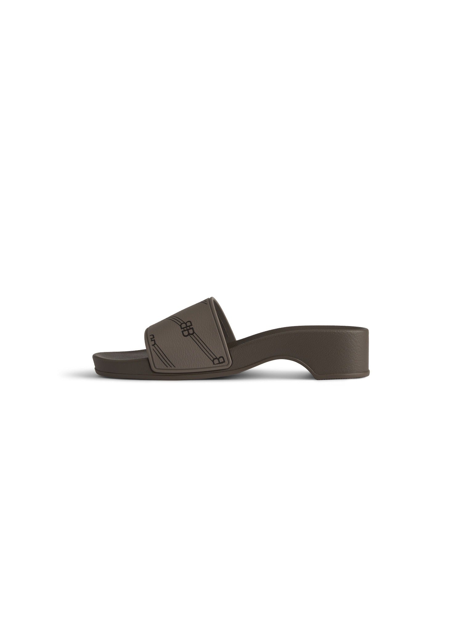 Pool Sandal BB Monogram dark mink grey & brown Clogs - Dark Mink Grey & Brown