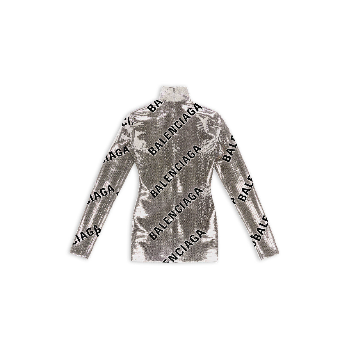 Allover Logo Embroidered Dress - Silver & Black