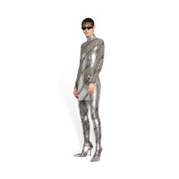 Allover Logo Embroidered Dress - Silver & Black