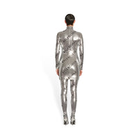 Allover Logo Embroidered Dress - Silver & Black