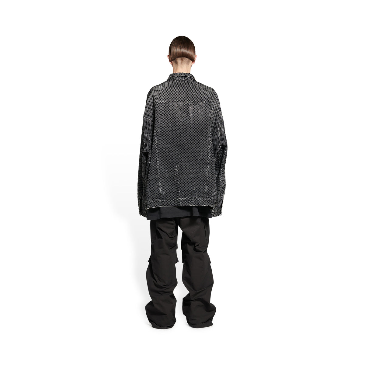 Large Fit Jacket With Rhinestones - Black