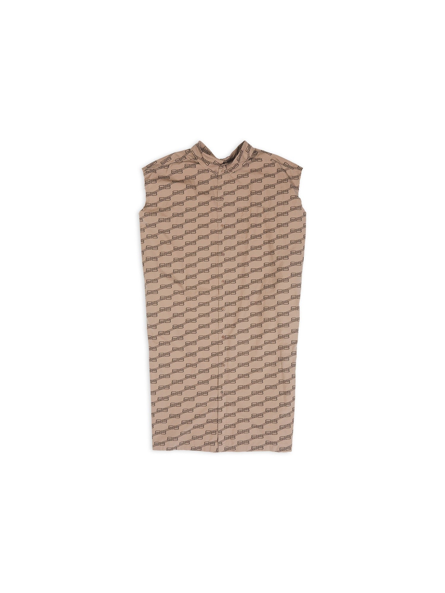 BB Monogram Swing Collar Rawcut beige & brown Dress - Beige & Brown