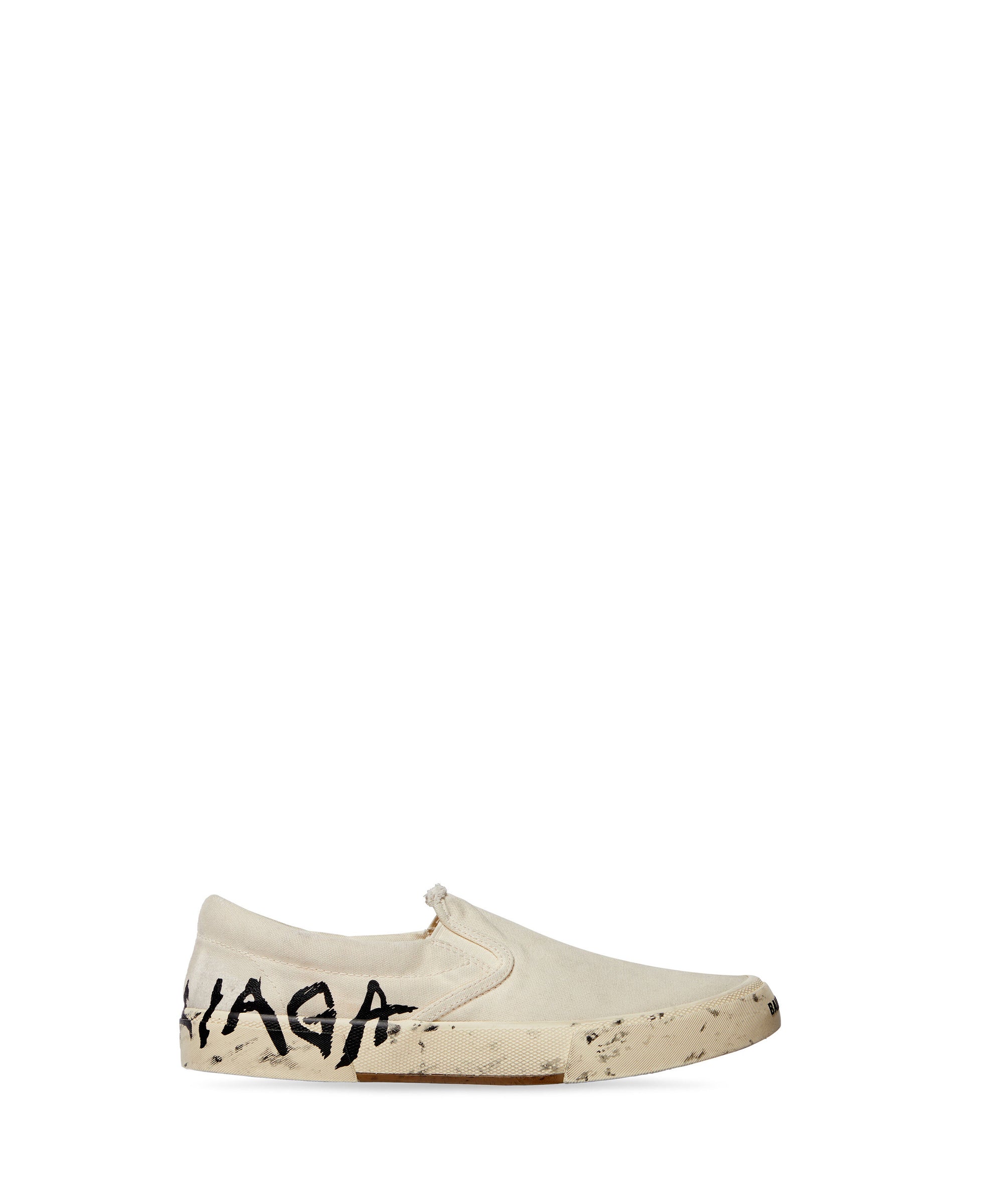 Paris Slip On Graffiti Sneakers - White & Black