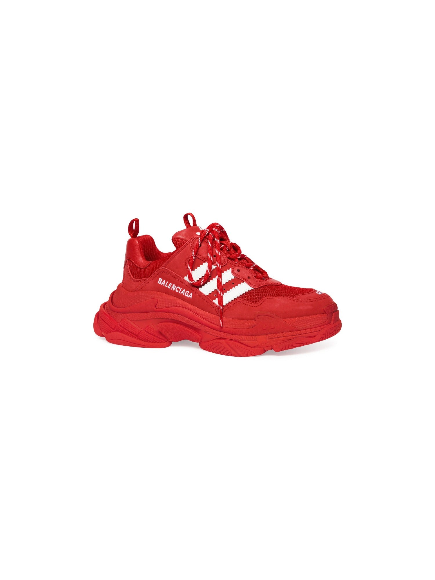 Balenciaga x Adidas Triple S red & white Sneakers - Red & White
