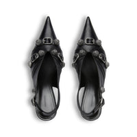 Cagole Slingback 70 Pumps - Black & Aged Nikel
