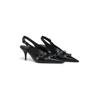 Cagole Slingback 70 Pumps - Black & Aged Nikel