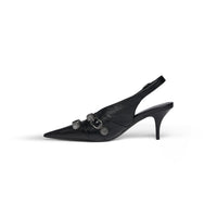 Cagole Slingback 70 Pumps - Black & Aged Nikel