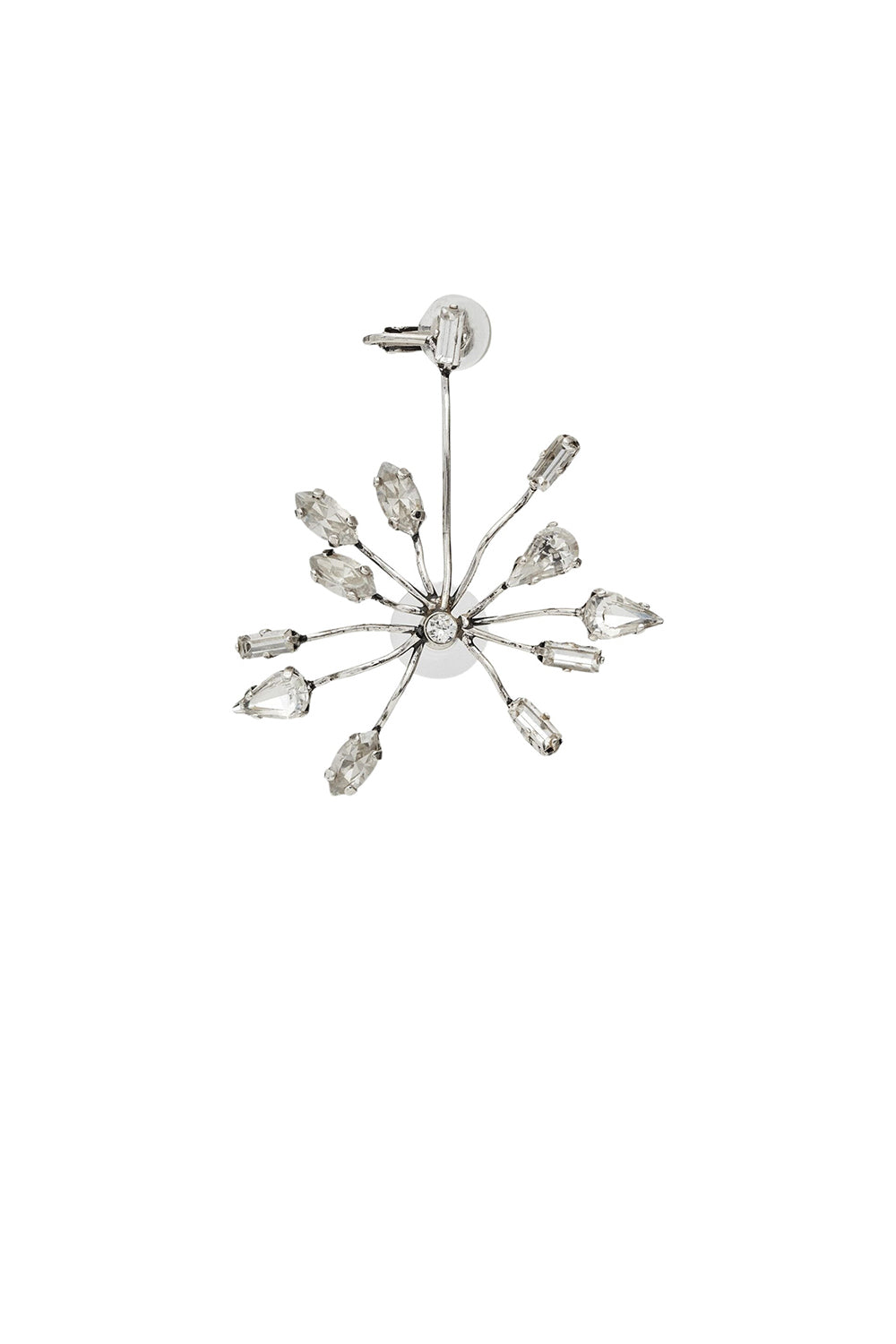 Rhinestone Blossom oxide silver & crystal Earrings - Oxide Silver & Crystal